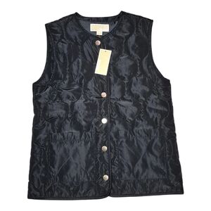 Michael Kors Women's Black Puffer Vest Button up Size Small MSRP $225 Polyester